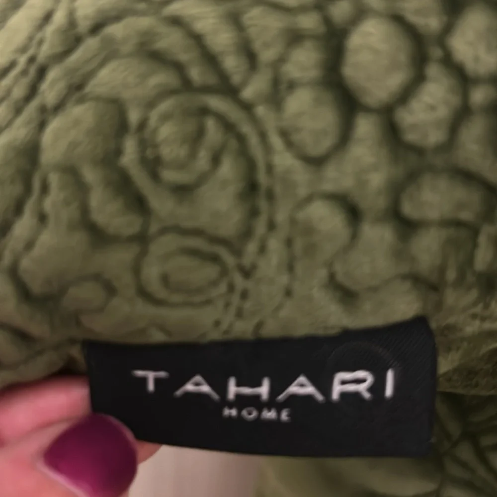 TAHARI HOME Down Alternative Pillows Green NWOT Decorative Plush Textured